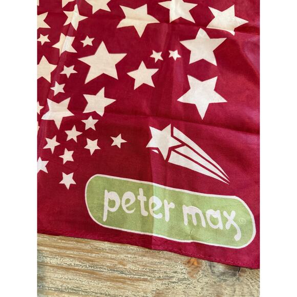 Rare Vintage 70s Peter Max Shooting Star Solar System Scarf Red - Picture 2 of 6